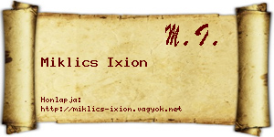 Miklics Ixion névjegykártya